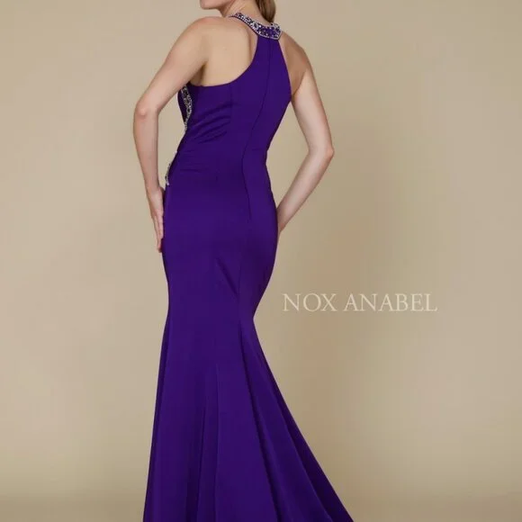 NEW PURPLEHalter Neck Sheath Shape Prom Dress NX8294